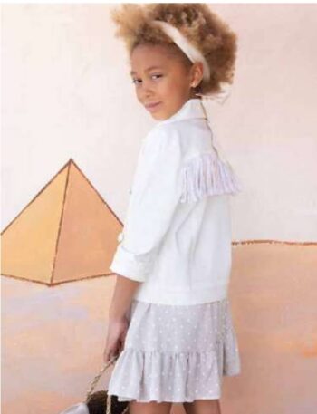 Μπουφάν εκρού με κρόσια πίσω στην πλάτη. - Image 2