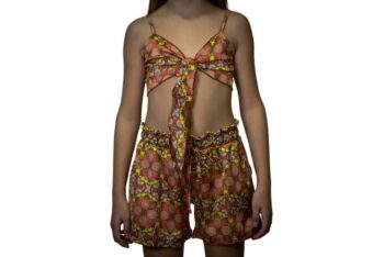 Σετ top με σορτς all-over κίτρινο retro - Image 1