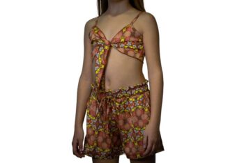 Σετ top με σορτς all-over κίτρινο retro - Image 3