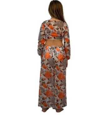 Σετ πουκαμίσα all-over floral με φούστα παρεό πορτοκαλί - Image 3