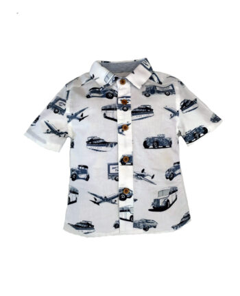 Κοντομάνικο πουκάμισο σε λευκό χρώμα με σχέδια "vehicles" 288212 - Image 1
