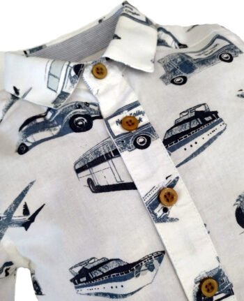 Κοντομάνικο πουκάμισο σε λευκό χρώμα με σχέδια "vehicles" 288212 - Image 2