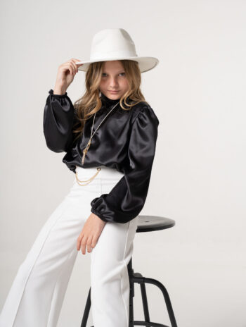 Πουκαμισα σατέν σε μαύρο χρώμα - Image 1