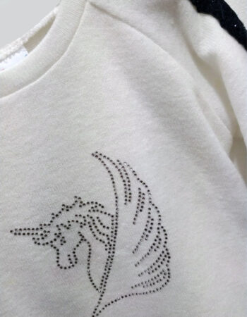 Μπλούζα πλεκτη εκρού μακρυμάνικη "Small Unicorn" - Image 2