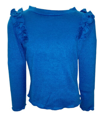 Σετ με φούστα και πλεκτο μπλουζάκι μπλε χρώμα - Image 4