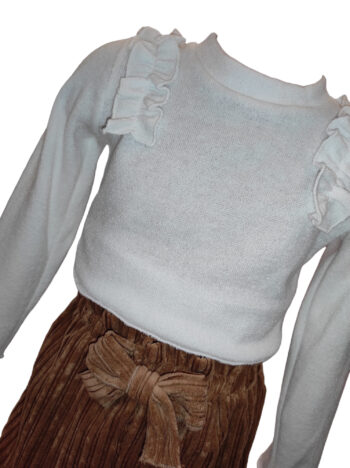 Σετ με σορτσάκι και πλεκτο μπλουζάκι εκρού χρώμα - Image 2