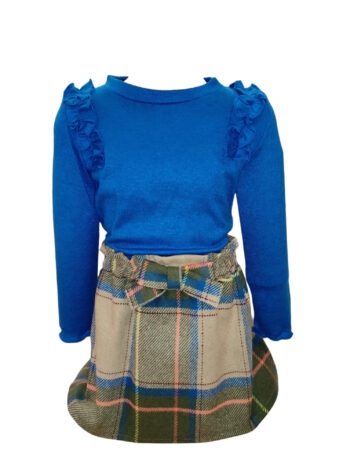 Σετ με φούστα και πλεκτο μπλουζάκι μπλε χρώμα - Image 1