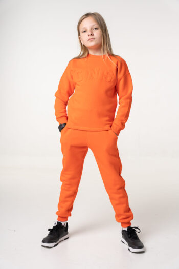 Σετ φόρμα φούτερ με κουκούλα σε πορτοκαλί χρώμα - Image 4