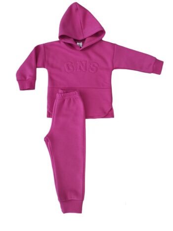 Σετ φόρμα φούτερ με κουκούλα σε φούξια χρώμα - Image 1