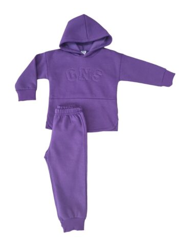 Σετ φόρμα φούτερ με κουκούλα σε μωβ χρώμα - Image 1