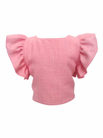 Μπλούζα με βολάν κοραλλί χρώμα GNS550 - Image 1