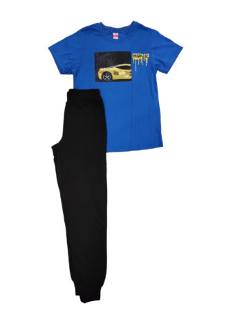 Σετ φόρμα με παντελόνι και κοντομάνικο μπλουζάκι Μπλε ρουα 2414112Ρ - Image 1