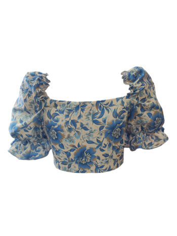 Μπλούζα-κροπ γαλάζιο χρώμα με άνοιγμα στην πλάτη - Image 1