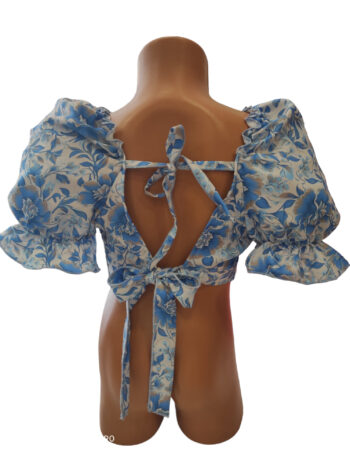 Μπλούζα-κροπ γαλάζιο χρώμα με άνοιγμα στην πλάτη - Image 3