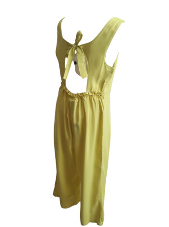 Ολόσωμο κιτρινο ανοιχτή πλάτη με δέσιμο και λάστιχο στην μέση - Image 4