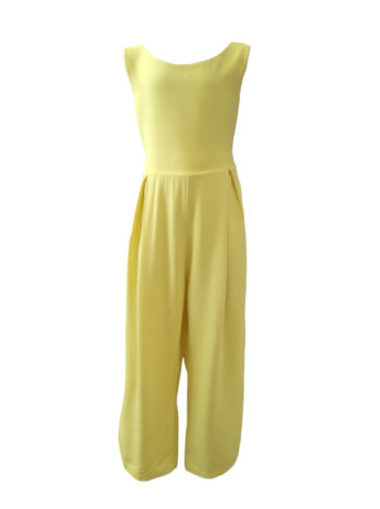 Ολόσωμο κιτρινο ανοιχτή πλάτη με δέσιμο και λάστιχο στην μέση - Image 1