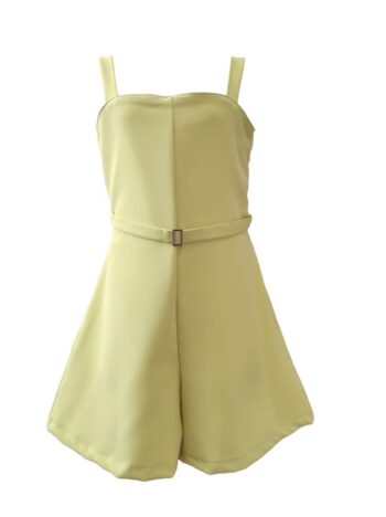 Ολόσωμο κιτρινο με ζώνη και τιράντες - Image 1