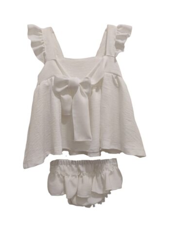 Παιδικό φόρεμα λευκο με βολάν και βρακάκι με βολάν - Image 2