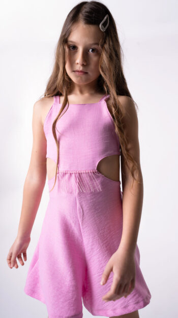 Ολόσωμο σορτς μπεζ με κρόσσια - Image 2