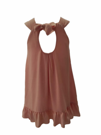 Φόρεμα σομον με λουλούδι- καρφίτσα  - Image 2