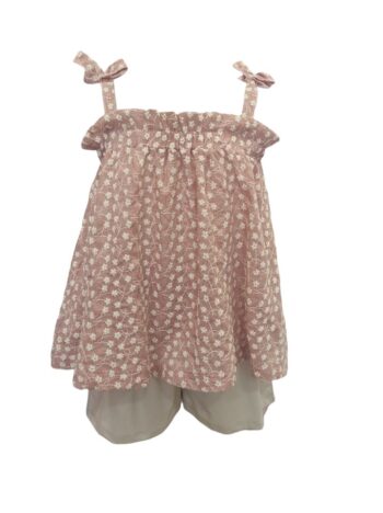 Σετ με κεντημένο τοπάκι και σορτς - Εμπριμέ - Image 1