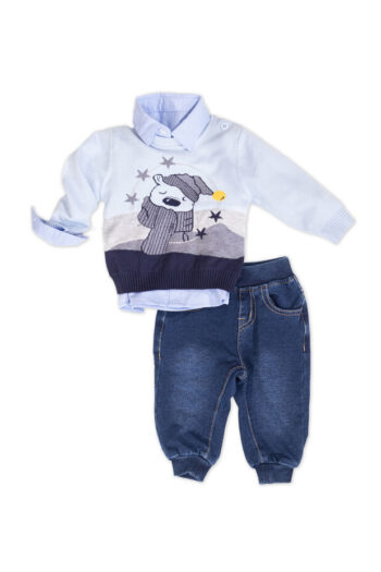 Σετ με πουκάμισο παντελόνι και πλεκτή μπλούζα 44-38802 - Image 1