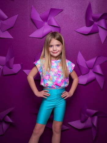 Σετ λύκρα τοπ εμπριμέ με κολάν ποδηλασίας - Image 1