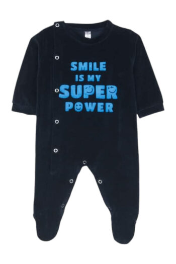 Ολόσωμο βελουτέ φορμακι SUPER POWER μπλε χρώμα - Image 1