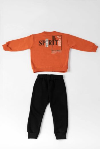 Φόρμα φούτερ 602 πορτοκαλί-μαύρο χρώμα - Image 4