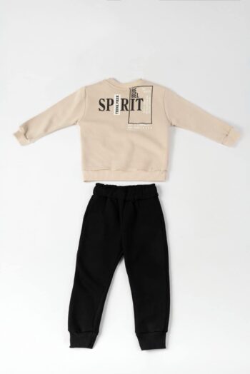 Φόρμα φούτερ 602 μπεζ-μαύρο χρώμα - Image 2