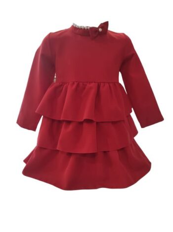 Φόρεμα με βολάνακια και κολιέ με πέρλες - Image 1