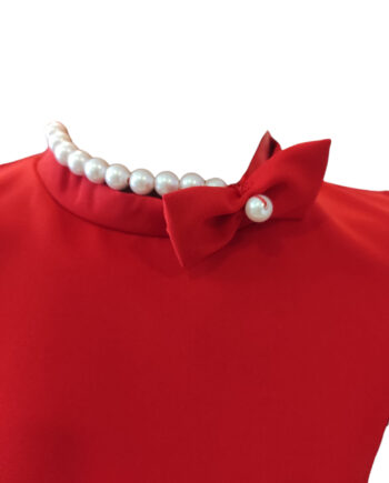 Φόρεμα με βολάνακια και κολιέ με πέρλες - Image 2