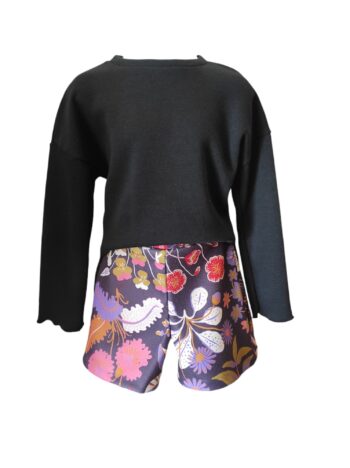 Πλεκτή ασύμμετρη μπλούζα μαύρο χρώμα - Image 1