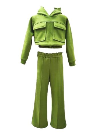 Φόρμα φούτερ κροπ πράσινο χρώμα - Image 1