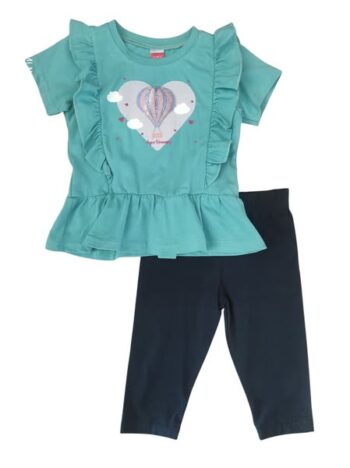 Παιδικό Σετ με Κολάν Καλοκαιρινό για Κορίτσι 2τμχ Τιρκουάζ - Image 2