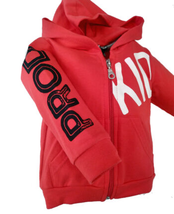 Ζακέτα με κουκούλα "KID" κόκκινη - 71514R - Image 2