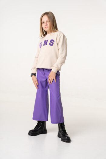 Παντελόνι δερματίνη μωβ και μαύρο χρώμα - Image 5