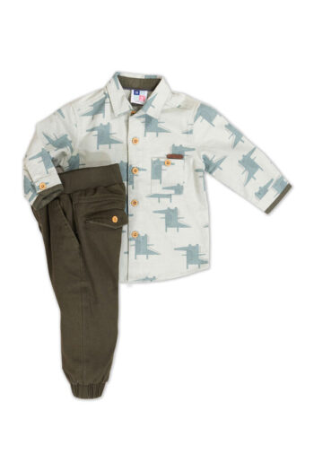 Σετ με πουκάμισο και παντελόνι καμπαρντίνα 8203 - Image 1