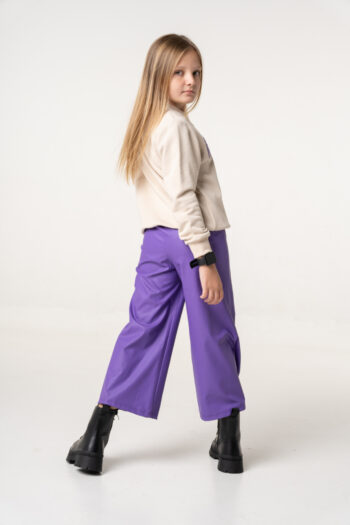 Παντελόνι δερματίνη μωβ και μαύρο χρώμα - Image 3