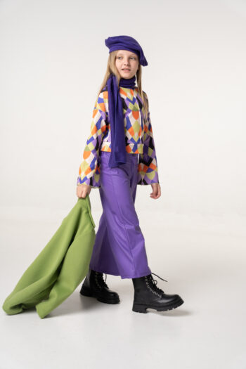 Παντελόνι δερματίνη μωβ και μαύρο χρώμα - Image 6