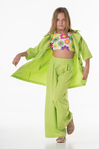 Παιδική Καμπαρντίνα Λαχανή με ζωνάκι - Image 1