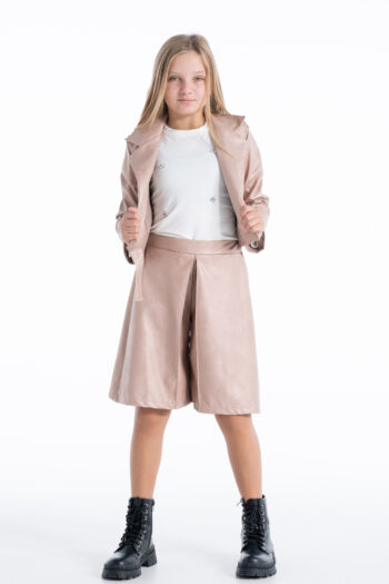 Ψηλομεση βερμούδα με πιέτες ροζ χρυσού - Image 1