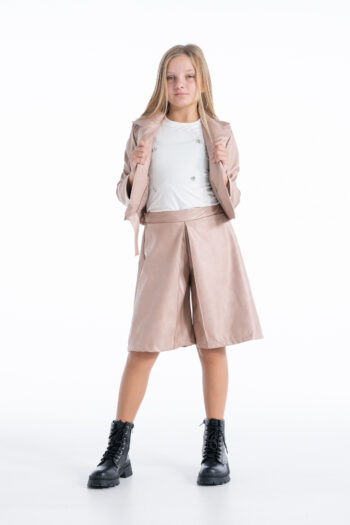 Ψηλομεση βερμούδα με πιέτες ροζ χρυσού - Image 4