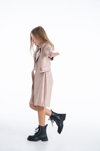 Ψηλομεση βερμούδα με πιέτες ροζ χρυσού - Image 3