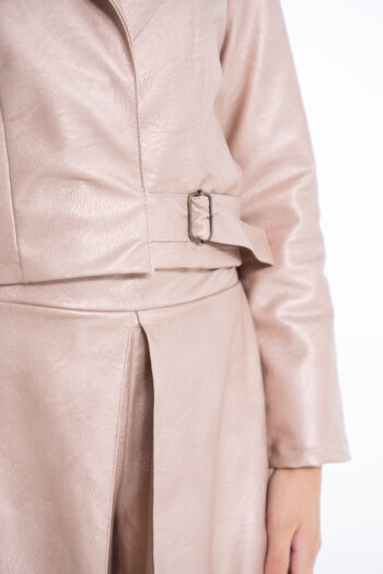 Ψηλομεση βερμούδα με πιέτες ροζ χρυσού - Image 6