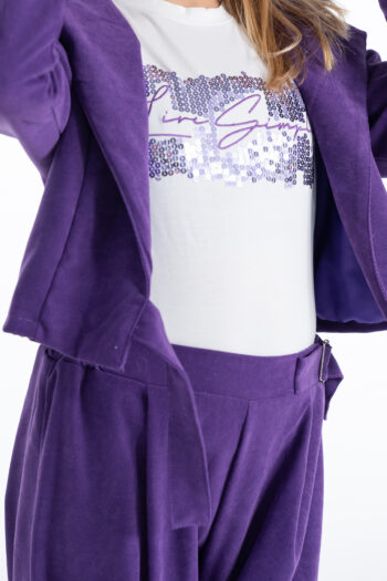 Μπλούζα με μωβ παγιετες από βισκόζι ύφασμα ελαστικό - Image 3