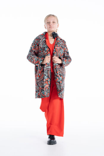 Παλτό για κορίτσια εμπριμέ κόκκινο χρώμα - Image 2