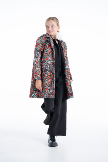 Παλτό για κορίτσια εμπριμέ κόκκινο χρώμα - Image 8