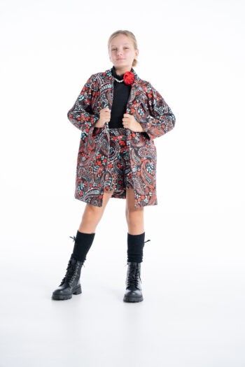 Παλτό για κορίτσια εμπριμέ κόκκινο χρώμα - Image 1