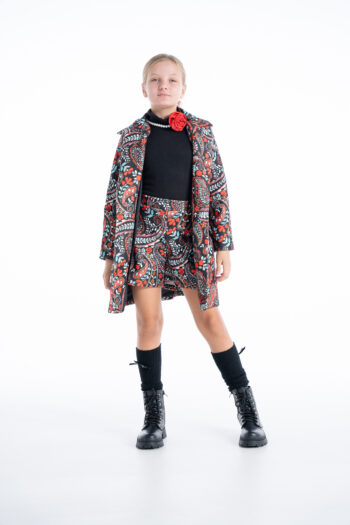 Παλτό για κορίτσια εμπριμέ κόκκινο χρώμα - Image 4